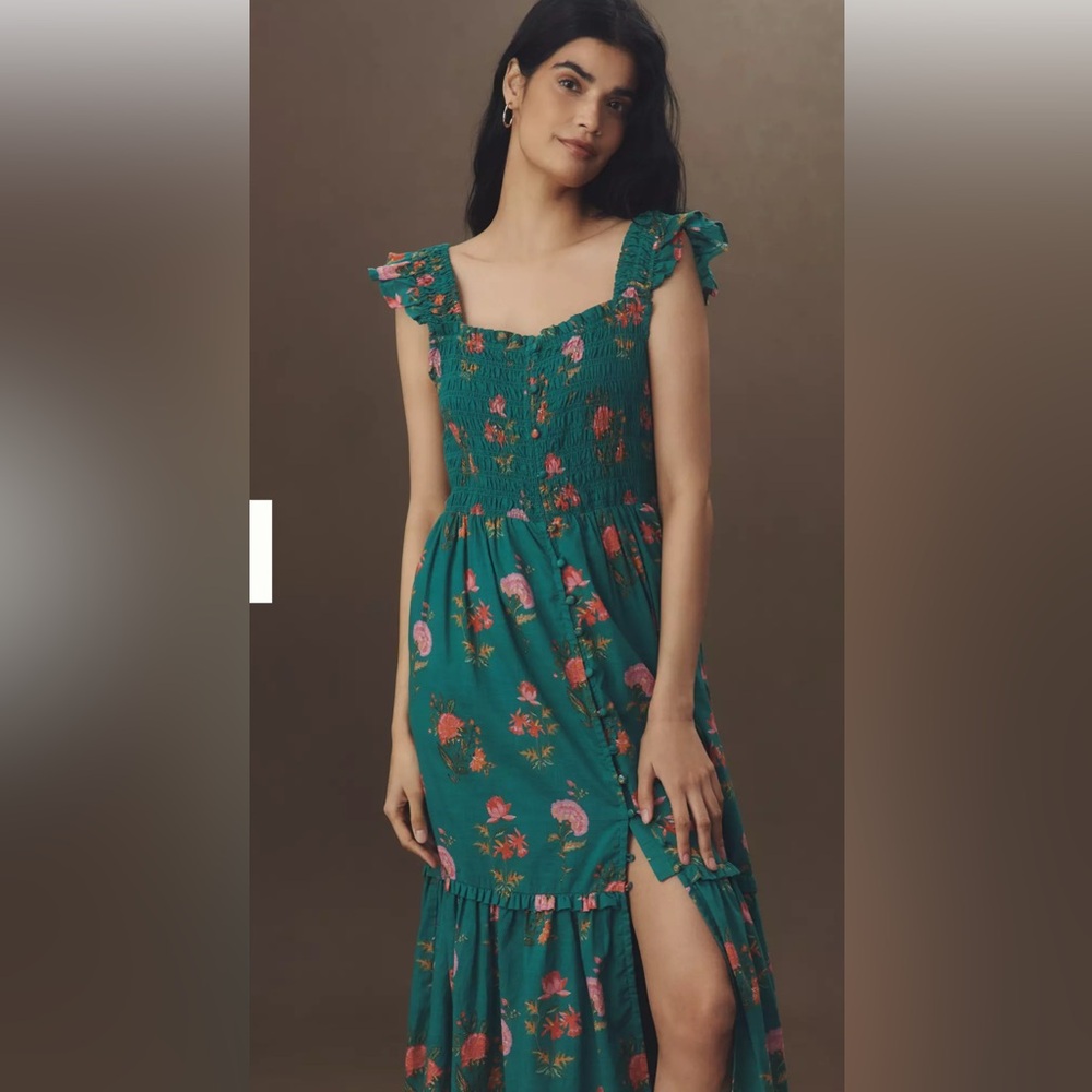 NWT Anthropologie The Peregrine Square-Neck Midi Dress